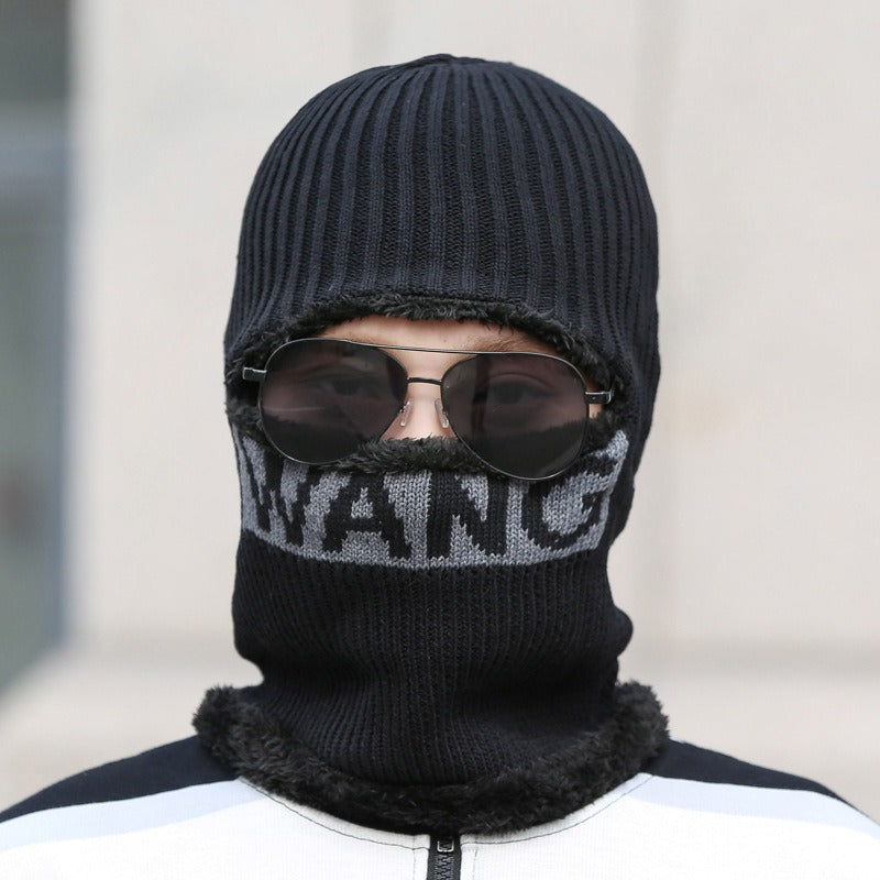 Men's Hat Winter Thickening Warm Woolen Cap Cycling Face Protection Against Cold Cotton Knitted Cap mask & bonnet