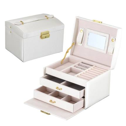 Jewelry Organizer Large Jewelry Box High Capacity Jewelry Casket Makeup Storage Makeup Organizer Leather Beauty Travel Box