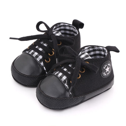 Baby Shoes Boy Girl Star Solid Sneaker Cotton Soft Anti-Slip Sole Newborn Infant First Walkers Toddler Casual Canvas Crib Shoes