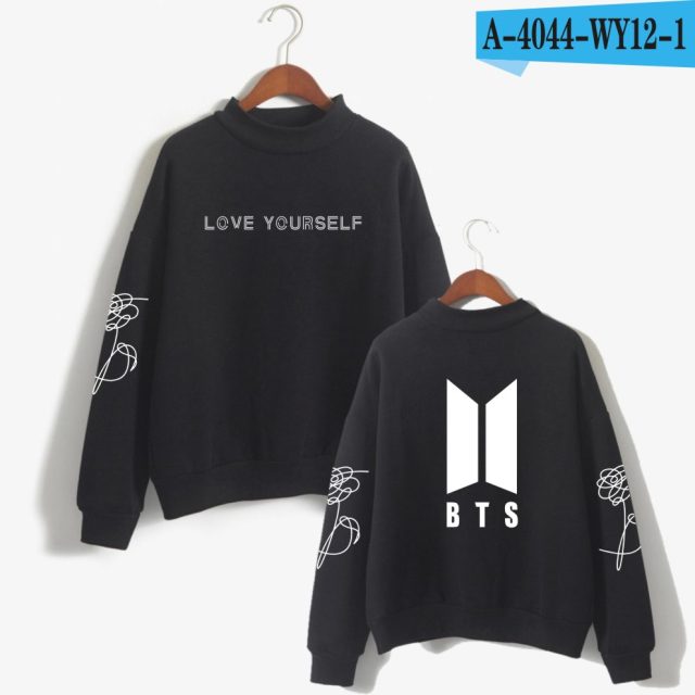 BTS Love Yourself Kpop Women Turtleneck Hoodies Sweatshirts Hoodies Streetwear Hip-Hop Bangtan Boys Jimin Clothes