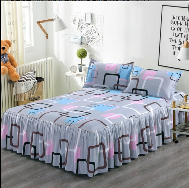 Classic Double Layer Skirt Bedding Set Flower Printing Bed Shirts Bed Linen 3pcs/set Pastoral Bed Sheet Home textile Pillowcase