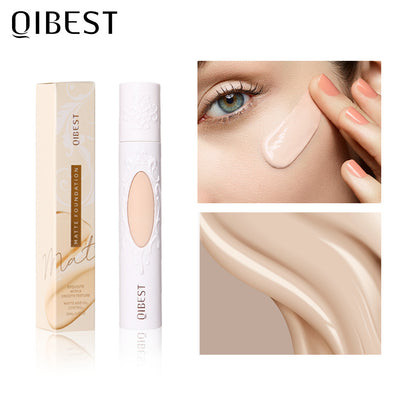 QIBEST Liquid Foundation Long Lasting Makeup Concealer Moisturizing Brightening Matte Natural Liquid Foundation Nude Makeup Repairing Liquid