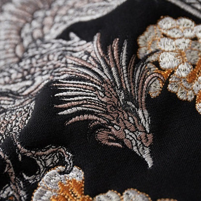 Heavy industry embroidered dragon pattern phoenix national trend pure cotton coat autumn and winter plus velvet thick style