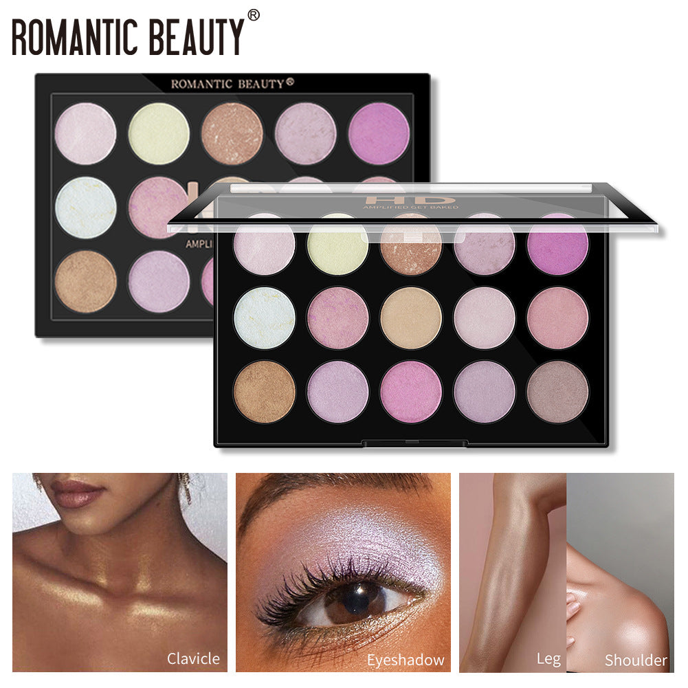 Romantic Beauty 15 Color Multi-Color Highlighter Pearl Eyeshadow Color Makeup Face Nose And Neck Finishing