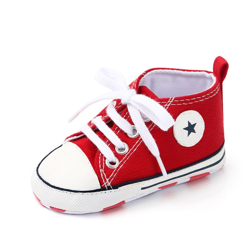 Baby Shoes Boy Girl Star Solid Sneaker Cotton Soft Anti-Slip Sole Newborn Infant First Walkers Toddler Casual Canvas Crib Shoes