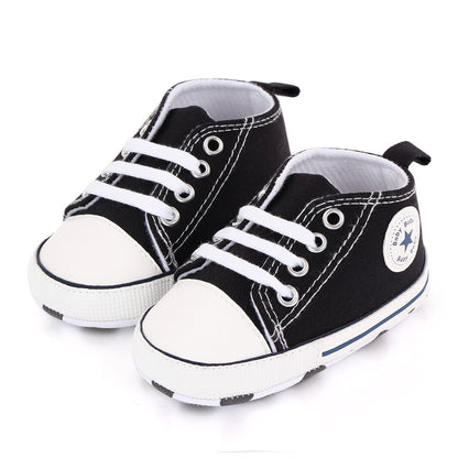 Baby Shoes Boy Girl Star Solid Sneaker Cotton Soft Anti-Slip Sole Newborn Infant First Walkers Toddler Casual Canvas Crib Shoes