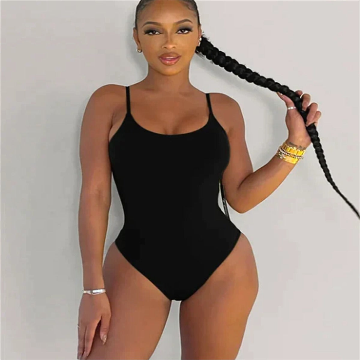 Vest Women's Sling Backless Tethered Large Size Sexy Solid Color Triangle One-Piece Swimsuit Bikini