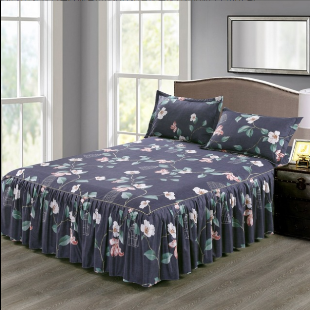 Classic Double Layer Skirt Bedding Set Flower Printing Bed Shirts Bed Linen 3pcs/set Pastoral Bed Sheet Home textile Pillowcase