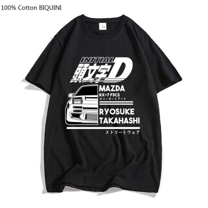 AE86 Initial D Anime T-shirt O-Neck Short Sleeves T