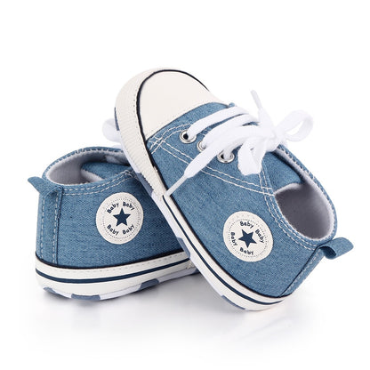 Baby Shoes Boy Girl Star Solid Sneaker Cotton Soft Anti-Slip Sole Newborn Infant First Walkers Toddler Casual Canvas Crib Shoes