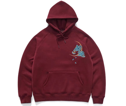 Dragon thorn hooded plus velvet thickened Yokosuka embroidery men and women couple sweatshirts trendy brand jacket tops