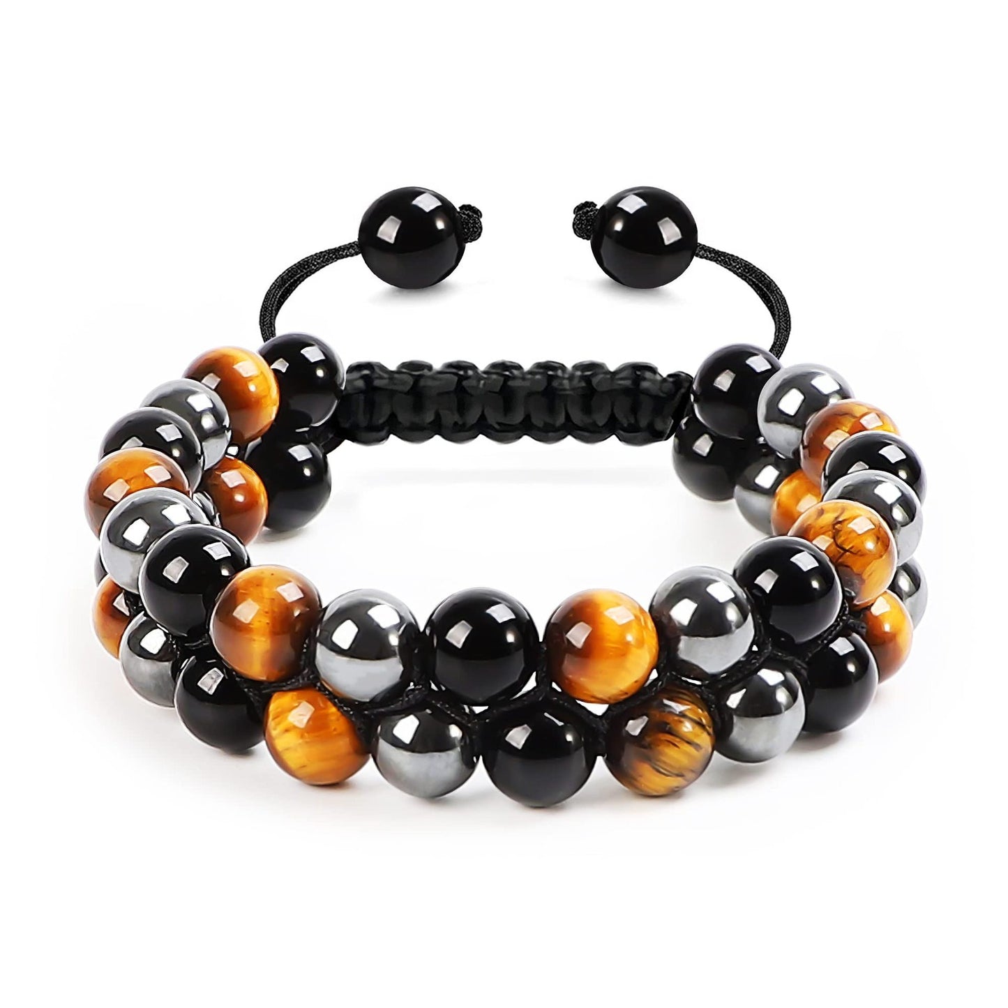 Natural Tiger Eye Agate Bracelet Men's Woven Adjustable Black Magnet Yoga Beaded Bracelet kode