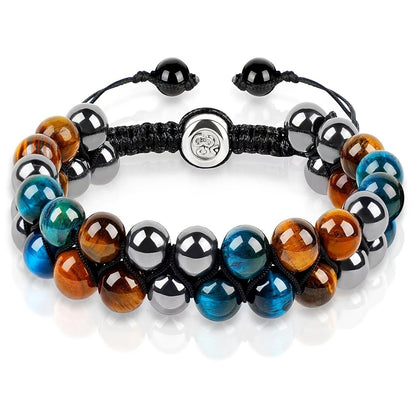 Natural Tiger Eye Agate Bracelet Men's Woven Adjustable Black Magnet Yoga Beaded Bracelet kode