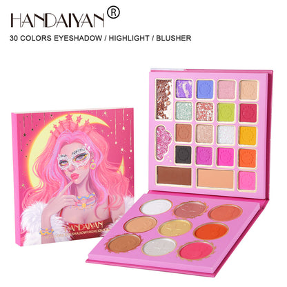 HANDAIYAN 30 Colors Mask Queen Eyeshadow Palette Eyeshadow + Blush + Contouring Highlight Makeup