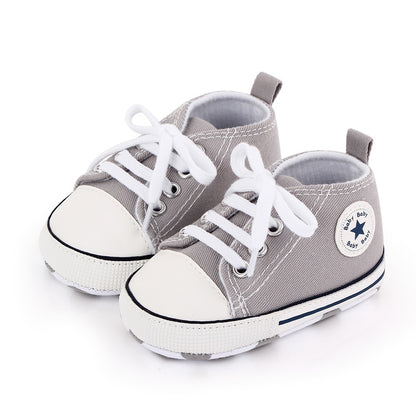 Baby Shoes Boy Girl Star Solid Sneaker Cotton Soft Anti-Slip Sole Newborn Infant First Walkers Toddler Casual Canvas Crib Shoes