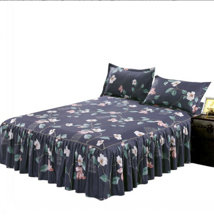 Classic Double Layer Skirt Bedding Set Flower Printing Bed Shirts Bed Linen 3pcs/set Pastoral Bed Sheet Home textile Pillowcase