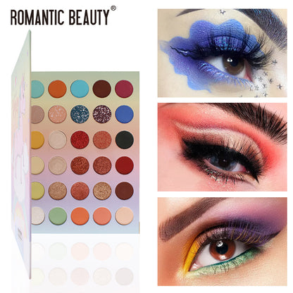 Romantic Beauty 30 Color Large Plate Pearlescent Matte Eye Shadow Plate Color Makeup Eye Shadow