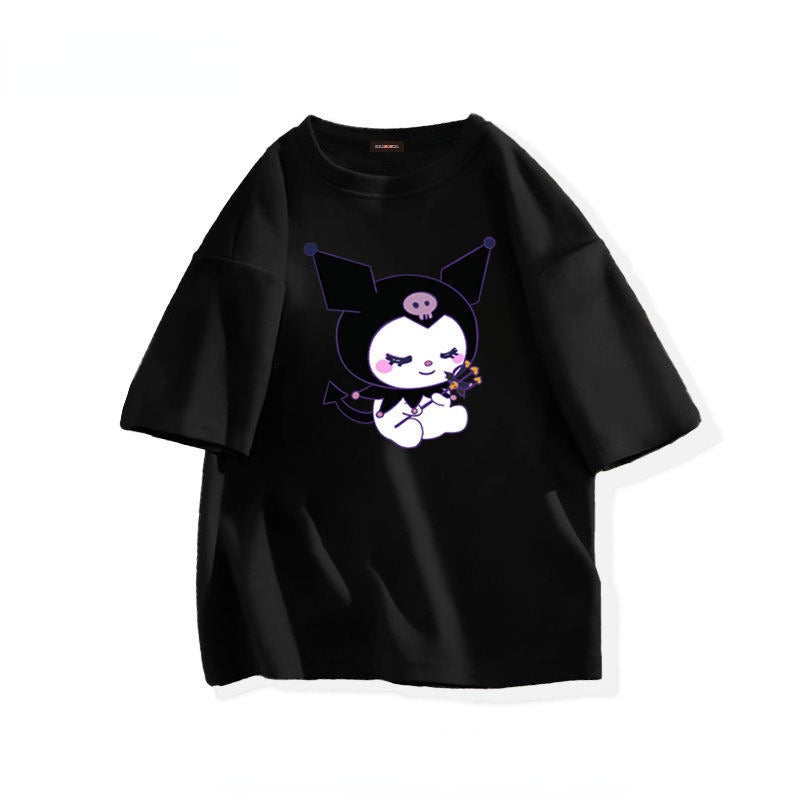 Kawaii Sanrio Kuromi T-shirt Cute Anime Cartoon Lovers' Pure