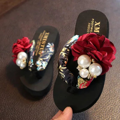 Summer New Non-slip Children's Flip-flops Girls Fashion Beach Shoes Pinch Sandals Female Flowers Slippers Women Wear 7