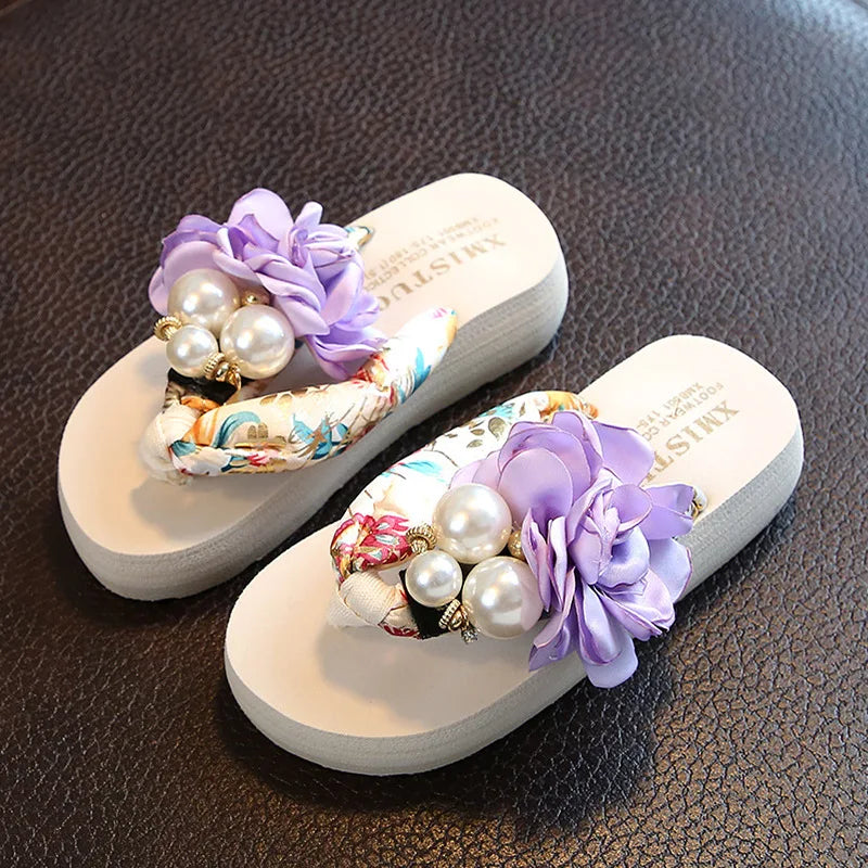 Summer New Non-slip Children's Flip-flops Girls Fashion Beach Shoes Pinch Sandals Female Flowers Slippers Women Wear 7