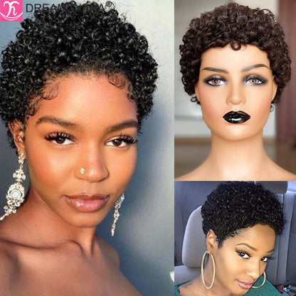 DreamDiana Brazilian Short Curly Hair Wigs Remy Afro Curly Wigs For Women Human Hair Full Machine Made Perruque Cheveux Humain