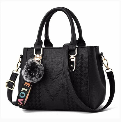 Women Leather Handbags Bags for Women Sac a Main Ladies hair ball Hand Bag br