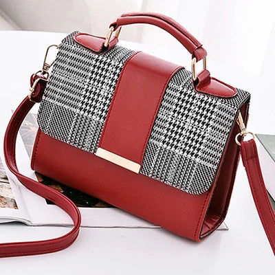 New Retro Plaid Small Square Package Minimalist Fashion Stitching Wild Shoulder Bag Ms. Packet br