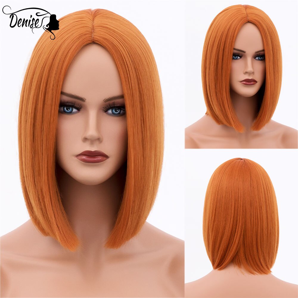 Short  Bob Wig Brown Straight Hair Synthetic Wigs With Bangs For White Women Nutural Cosplay Lolita Heat Resistant Perruque