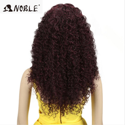 Noble Hair 26"Inch Synthetic Lace Wig For Black Wig African American Long Kinky Curly Heat Resistant Fiber Wigs For Black Women