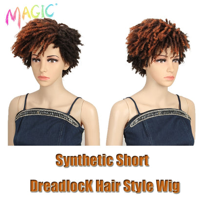 Badon marchand hair Wig Short Dreadlock Wig With Bangs Ombre Black Blonde  Crochet  Wig for Black Women