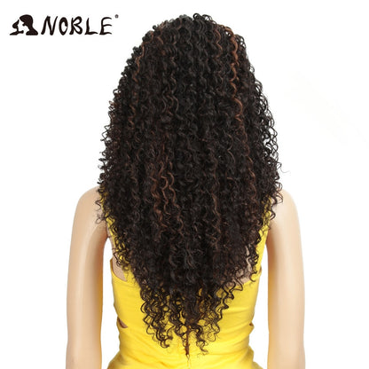 Noble Hair 26"Inch Synthetic Lace Wig For Black Wig African American Long Kinky Curly Heat Resistant Fiber Wigs For Black Women