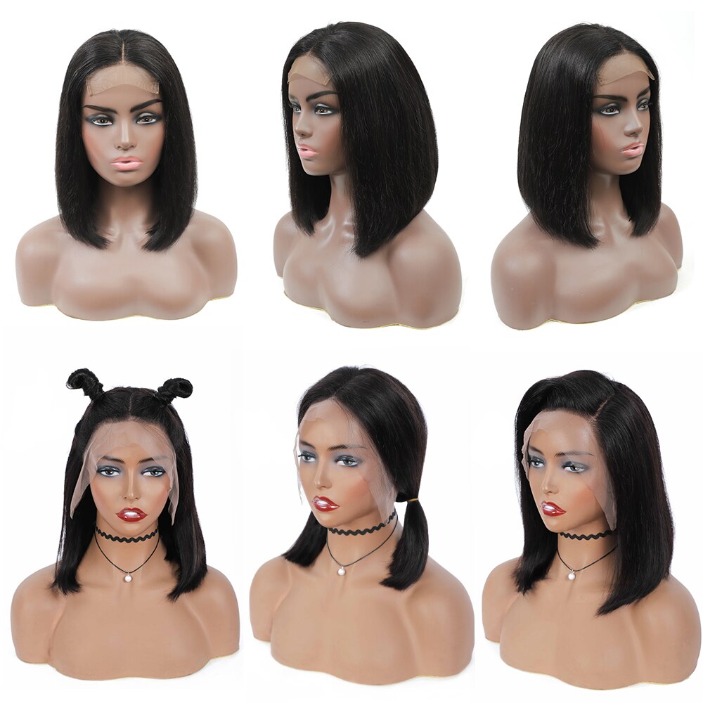 Blunt Cut Bob Wig Brazilian Lace Front Human Hair Wigs Straight Bob Wig For Women Remy 4X4 Lace Closure Bob Wigs With Baby Hair