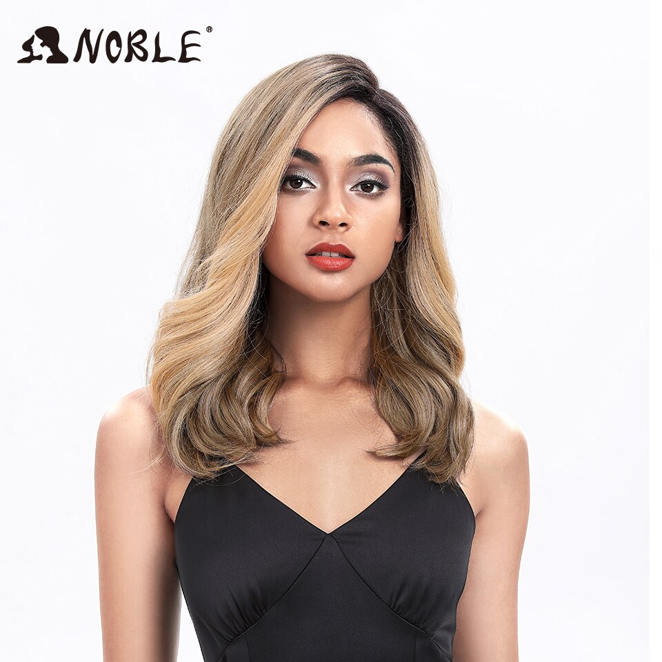 Noble Synthetic Lace Wig 20" Long Wavy lace Wig Ombre Blond Wig Cosplay Heat Resistant Wigs for Women Synthetic Lace Wig