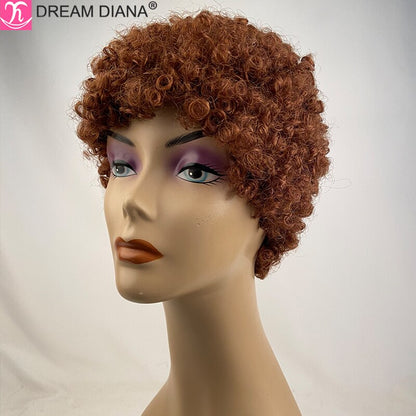 DreamDiana Brazilian Short Curly Hair Wigs Remy Afro Curly Wigs For Women Human Hair Full Machine Made Perruque Cheveux Humain