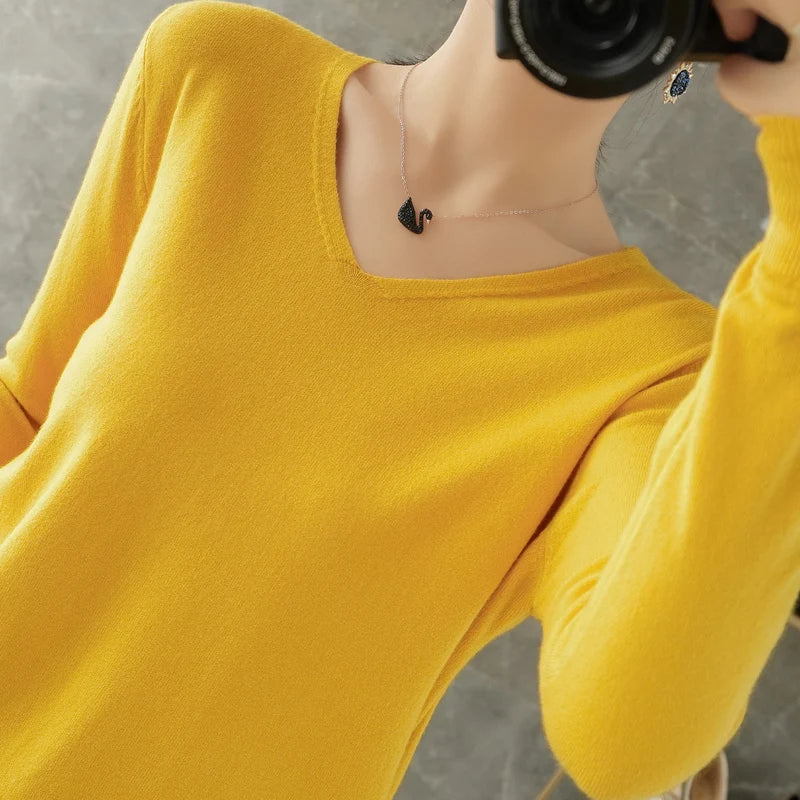 2024 New Fashion Female Cashmere Sweater Women's V-neck Solid Color Pullover Spring Autumn Long Sleeve Clothing Soft Knitwear 3k