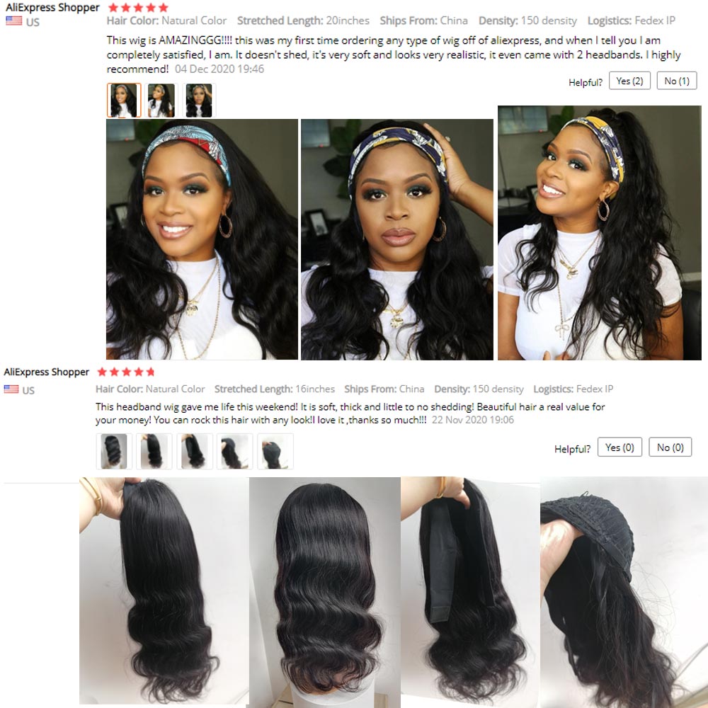 LS HAIR Body Wave Headband Wig Human Hair Long Glueless Brazilian Remy Wigs For Black Women Remy Full Machine Made Scarf Wigs