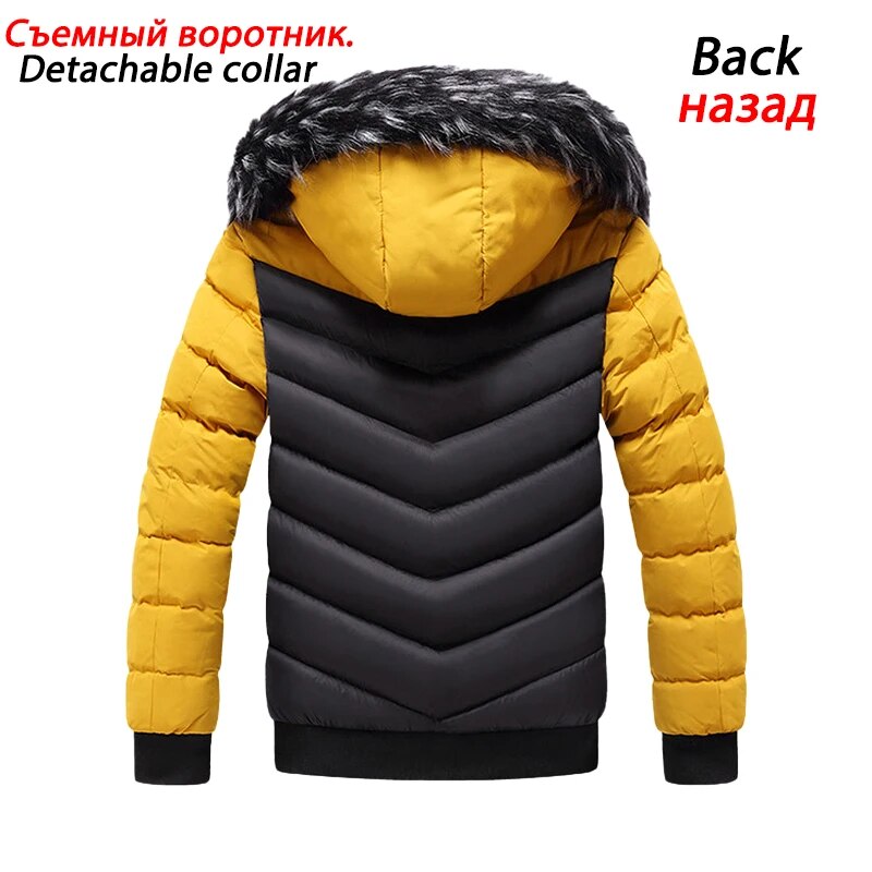 Winter Jacket Men 2022 Fur Collar Hooded Thick Warm Cotton Outwear  men's jacket