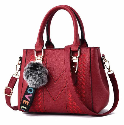 Women Leather Handbags Bags for Women Sac a Main Ladies hair ball Hand Bag br