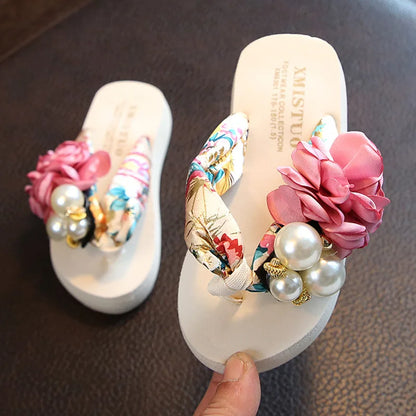 Summer New Non-slip Children's Flip-flops Girls Fashion Beach Shoes Pinch Sandals Female Flowers Slippers Women Wear 7