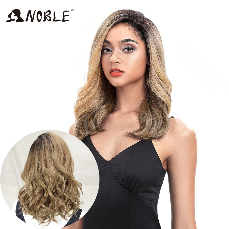 Noble Synthetic Lace Wig 20" Long Wavy lace Wig Ombre Blond Wig Cosplay Heat Resistant Wigs for Women Synthetic Lace Wig