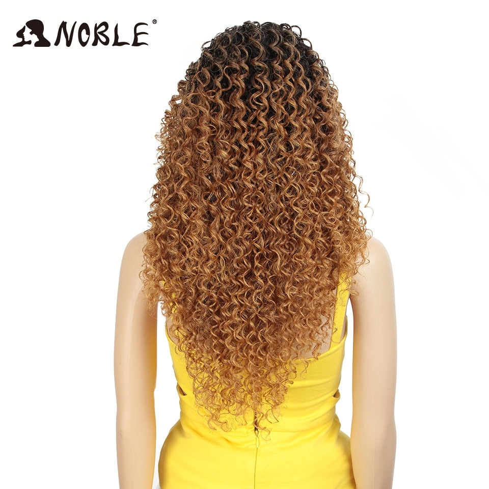 Noble Hair 26"Inch Synthetic Lace Wig For Black Wig African American Long Kinky Curly Heat Resistant Fiber Wigs For Black Women