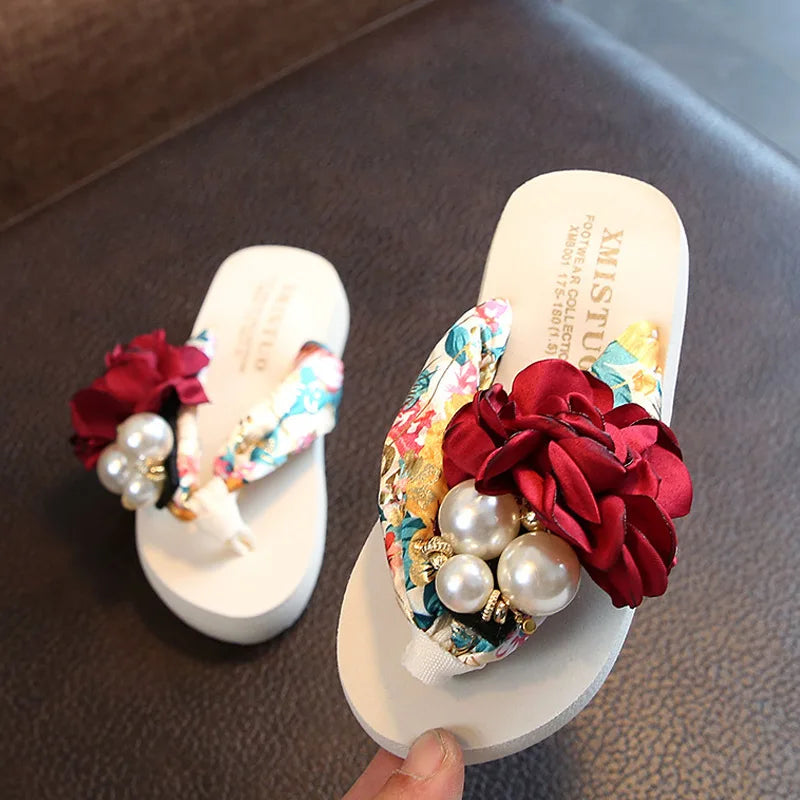 Summer New Non-slip Children's Flip-flops Girls Fashion Beach Shoes Pinch Sandals Female Flowers Slippers Women Wear 7