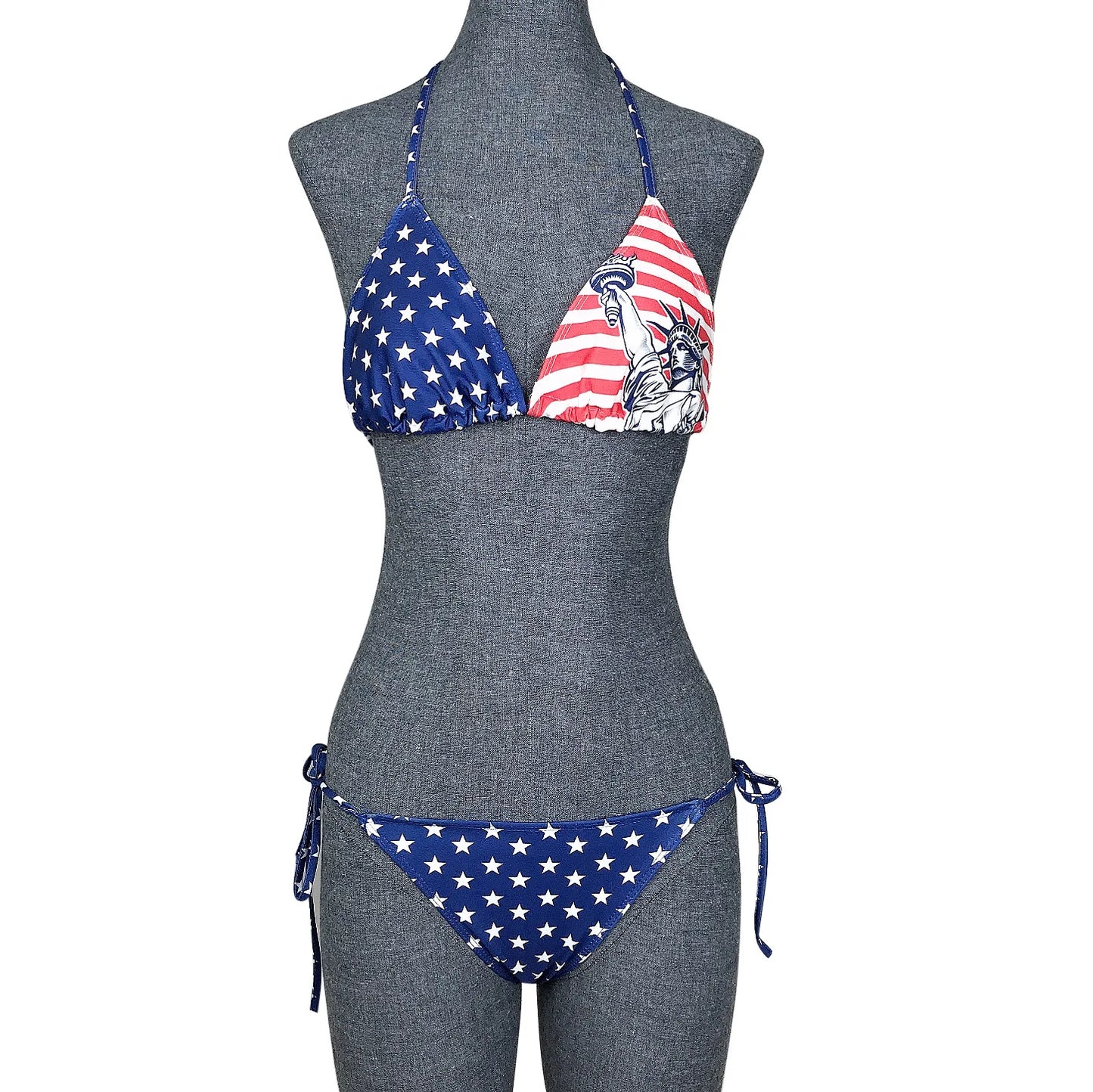 Woman bikini swimsuit American Flag Print Padded Two Pieces Bathing Suit women Top With High Waisted Bottom Bikini Set greg