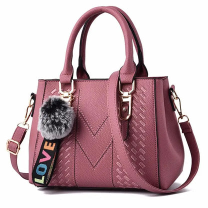 Women Leather Handbags Bags for Women Sac a Main Ladies hair ball Hand Bag br