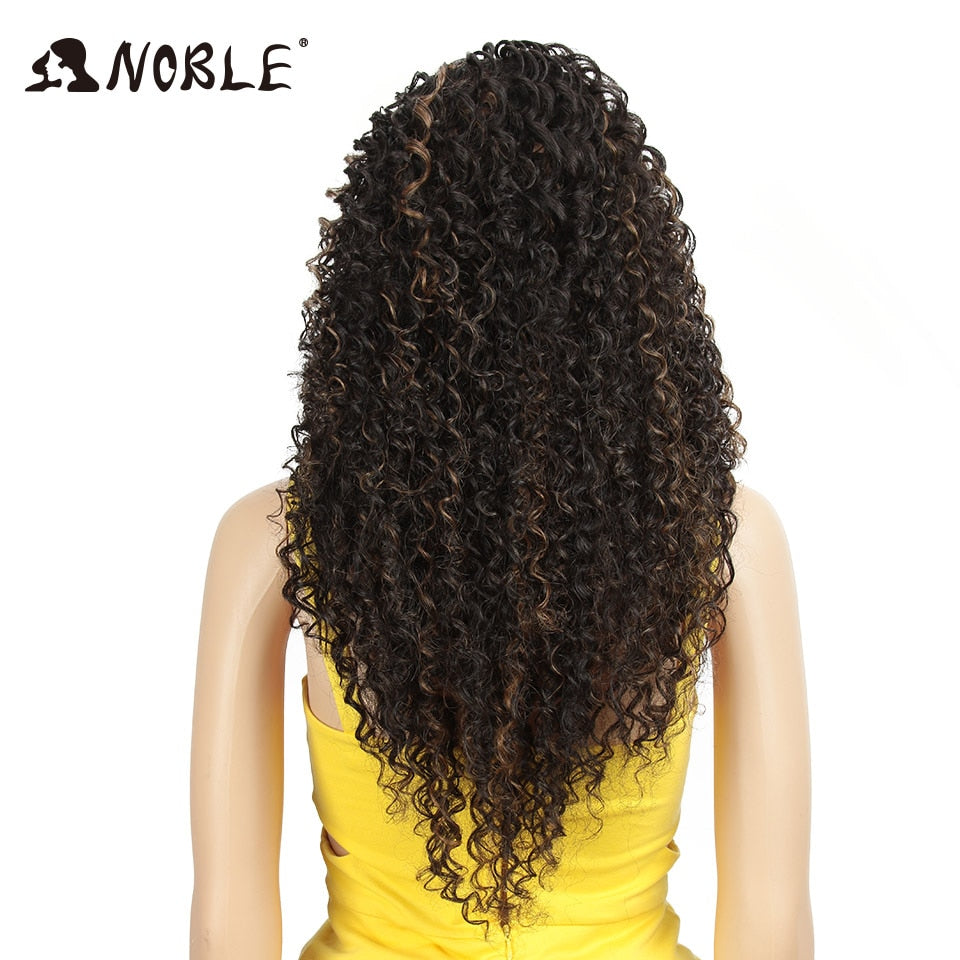 Noble Hair 26"Inch Synthetic Lace Wig For Black Wig African American Long Kinky Curly Heat Resistant Fiber Wigs For Black Women