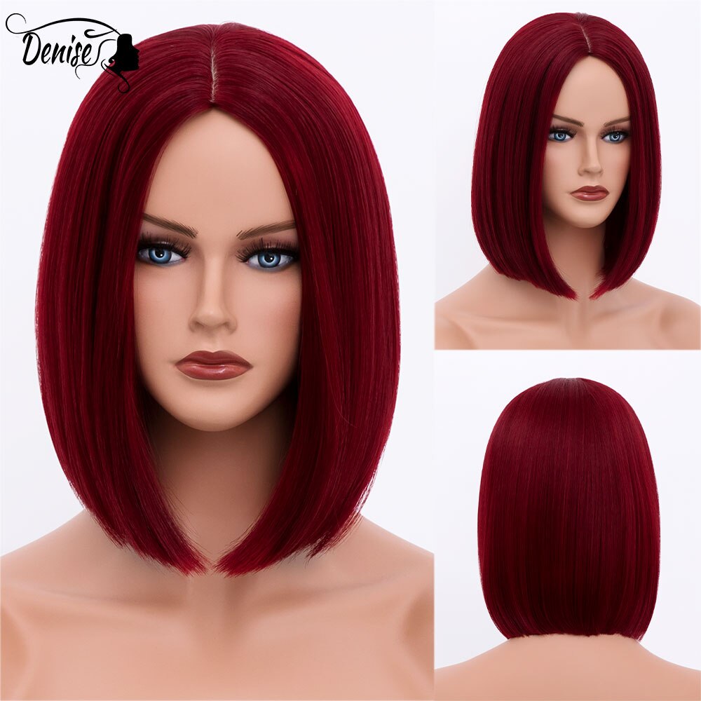 Short  Bob Wig Brown Straight Hair Synthetic Wigs With Bangs For White Women Nutural Cosplay Lolita Heat Resistant Perruque