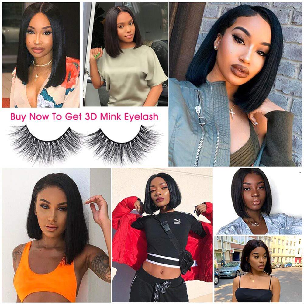 Blunt Cut Bob Wig Brazilian Lace Front Human Hair Wigs Straight Bob Wig For Women Remy 4X4 Lace Closure Bob Wigs With Baby Hair