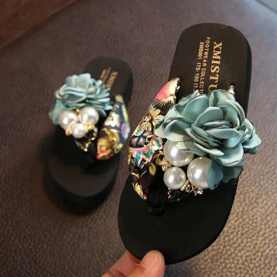 Summer New Non-slip Children's Flip-flops Girls Fashion Beach Shoes Pinch Sandals Female Flowers Slippers Women Wear 7