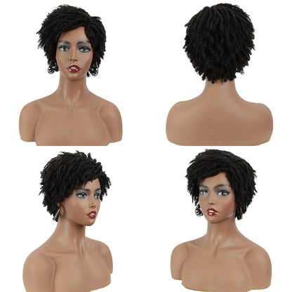 Badon marchand hair Wig Short Dreadlock Wig With Bangs Ombre Black Blonde  Crochet  Wig for Black Women