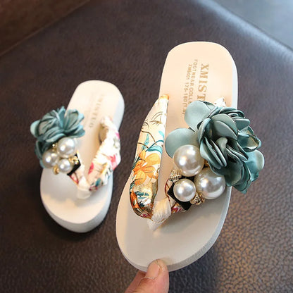 Summer New Non-slip Children's Flip-flops Girls Fashion Beach Shoes Pinch Sandals Female Flowers Slippers Women Wear 7